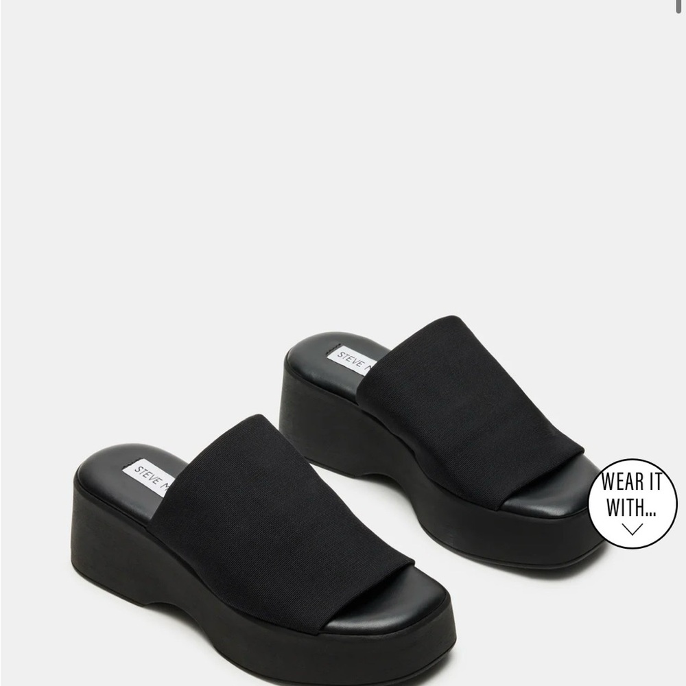 Steve Madden SLINKY30 Black Platform Slide Sandals